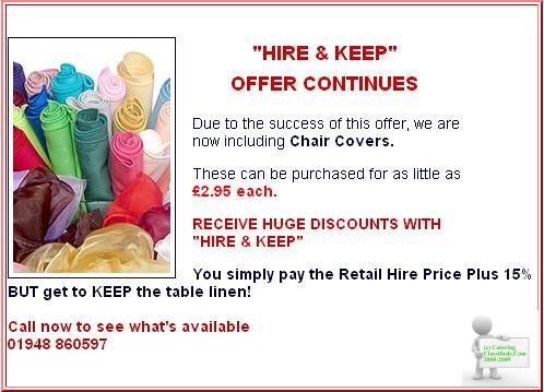 Commercial table linen for hire services in UK