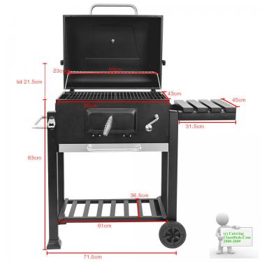 Garden Outdoor Charcoal Trolley BBQ Barbecue Cooking Food Anthracite Grill Wheel Portable
