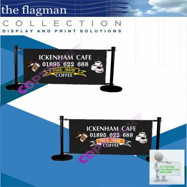 CUSTOM PRINTED CAFE BARRIERS / FEATHER FLAGS