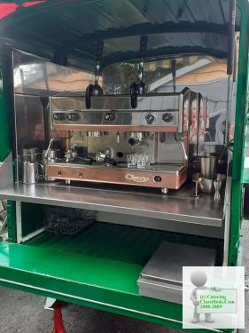Piaggio Ape coffee van trailer Astoria 2 lever hand pumped coffee machine